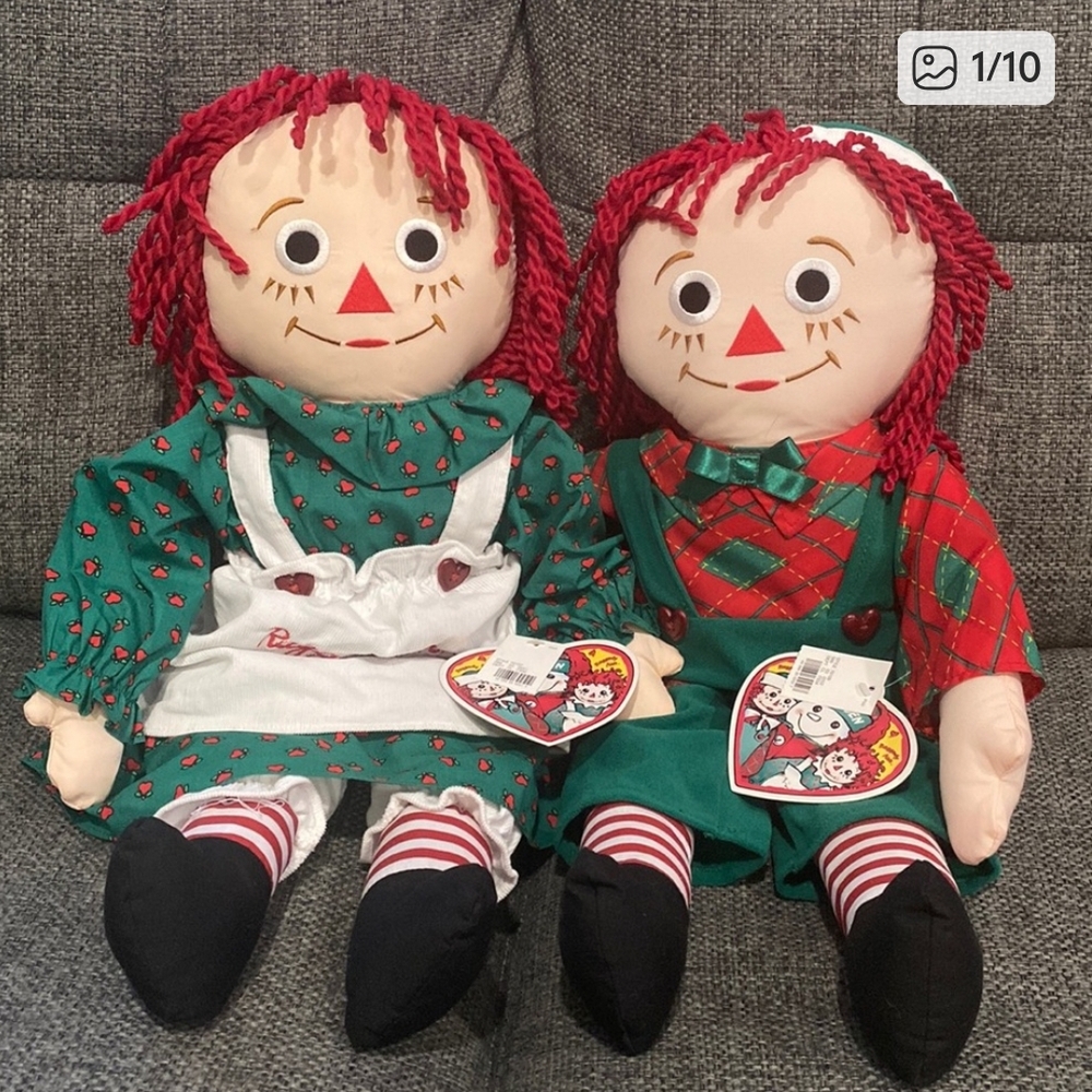 Raggedy Ann & Andy Dolls, Hasbro From Snowden line 1998 Nwts, Large.